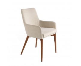 Stylová jídelní židle Vita Naturale v moderním stylu s textilním čalouněním a masivními nožičkami