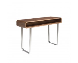 Moderní konzolový stolek Vita Naturale hnědý ze dřeva s chromovými nožičkami