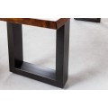 Industriální jídelní lavice Marron Miel z masivního akáciového dřeva hnědé barvy a černýma nohama z kovu 180cm