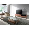 Dřevěné provedení TV stolku Vita Naturale v moderně zařízeném obývacím pokoji