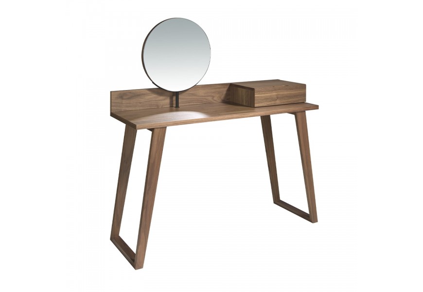 Toaletní stolek Vita Naturale s ořechovou dýhou a otočným zrcadlem vytvoří moderní a elegantní vzhled