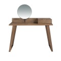 Moderní Toaletní stolek Vita Naturale ze dřeva dýhovaného ořechem s boční zásuvkou a otočným zrcadlem