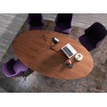 Moderní oválný jídelní stůl Vita Naturale s mohutnou nohou hnědý 220cm