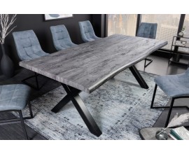 Industriální jídelní stůl Garret ze dřeva v provedení divoký dub šedé barvy as černýma nohama 160cm