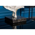 Designová art deco stolní lampa Ginko stříbrné barvy z kovu s černým kulatým stínítkem 70cm