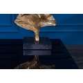 Glamour art deco stolní lampa Ginko zlaté barvy s černým kulatým stínítkem 70cm