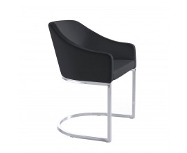 Moderní černá koženková jídelní židle Vita Naturale s chromovýma nohama