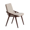 Moderní masivní jídelní židle Vita Naturale s koženkovým čalouněním v kapučínové barvě