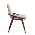 Elegantní koženková jídelní židle Vita Naturale s hnědýma nohama z ořechového dřeva