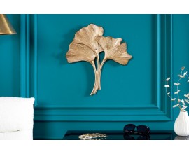 Designová zlatá nástěnná dekorace Ginko v art deco styce z kovu 38cm