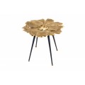 Glamour designový konferenční stolek Ginko ve zlatém provedení ve tvaru listů jinanu s černými nožičkami 50cm
