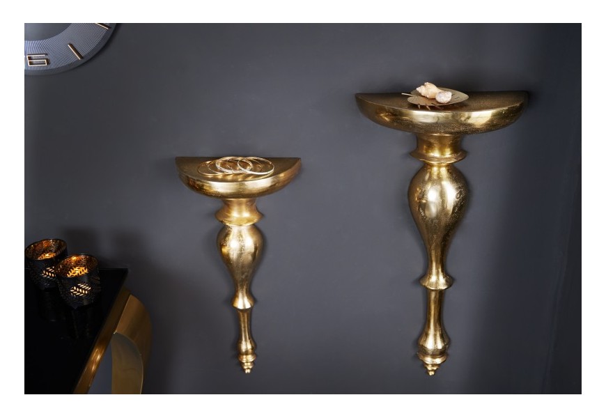 Exkluzivní antická nástěnná konzola Persephone z kovu zlaté barvy 80cm