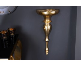 Luxusní antická nástěnná konzola Persephone ve zlatém provedení z kovu s ozdobnou konstrukcí 25cm