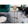 Art deco příruční stolek Gabriell v kovovém zlatém provedení kulatého tvaru se skleněnou deskou 55cm