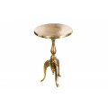 Glamour kulatý příruční stolek Saphir z kovu ve zlaté barvě s ozdobnou podstavou se třemi nožičkami 55cm