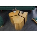 Glamour designový konferenční stolek Altera ve zlatém provedení z kovu s jemným lineárním zdobením
