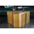 Luxusní glamour konferenční stolek Altera organických tvarů z kovu v mosazném provedení 80cm