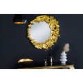 Designové glamour nástěnné zrcadlo Butterfly s kulatým kovovým rámem zlaté barvy s motýlím zdobením 80cm