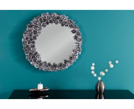 Designové nástěnné zrcadlo Rosegarden s kulatým rámem s kovovým zdobením ve tvaru květů růží 60cm