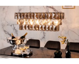 Luxusní závěsná lampa Leontin z kovu a křišťálu stříbrné barvy 127cm