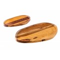Designový set dvou podnosů Amanita ze dřeva sheesham nepravidelných oválných tvarů hnědé barvy