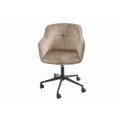 Designová moderní kancelářská židle Tapiq s béžovým sametovým čalouněním na kolečkách 81-90cm