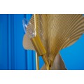 Designová glamour stojací lampa Ginko zlaté barvy z kovu s ozdobnými listy jinanu 160cm