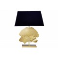 Designová glamour stolní lampa Ginko se zlatou kovovou podstavou a kulatým černým stínítkem 60cm