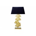 Glamour designová stolní lampa Ginko se zlatou kovovou ozdobnou podstavou a černým stínítkem 78cm