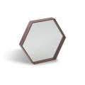 Luxusní šestihranné zrcadlo Vita Naturale v moderním stylu s dřevěným rámem z ořechové dýhy