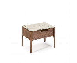 Dřevěný noční stolek Vita Naturale v provedení bílý mramor 55cm