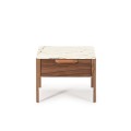Luxusní noční stolek Vita Naturale se zásuvkou s kovovou rukojetí v měděné barvě