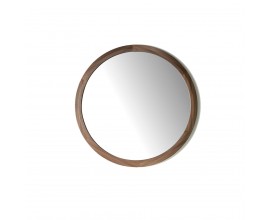 Luxusní kulaté zrcadlo Vita Naturale hnědé s ořechově dýhovaným rámem