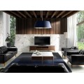 Moderní nábytek a italský design - luxusní obývací pokoj zařízený koženým a dřevěným nábytkem z kolekce Vita Naturale