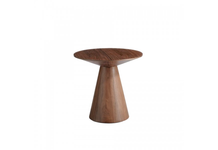 Moderní kulatý příruční stolek Vita Naturale s konstrukcí z dýhovaného dřeva v hnědé barvě