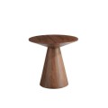 Moderní kulatý příruční stolek Vita Naturale s konstrukcí z dýhovaného dřeva v hnědé barvě