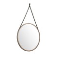 Designové zrcadlo Vita Naturale s dřevěným rámem na koženém pase