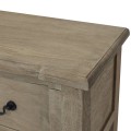 Rustikální konzolový stolek Fratemporain z masivního dřeva hnědé barvy se třemi zásuvkami 120cm