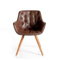 Designové prošívání eko-koženého čalounění židle Vita Naturale s knoflíky