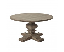 Venkovský kulatý jídelní stůl Fratemporain z masivního dřeva s hnědošedou matnou povrchovou úpravou 150cm
