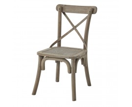 Venkovská jídelní židle z kolekce Fratemporain z masivního dřeva v šedo-hnědé barvě s vídeňským výpletem 92cm