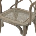 Jídelní venkovská židle z kolekce Fratemporain v hnědo-šedé barvě s opěrkami a ratanovým výpletem 92cm