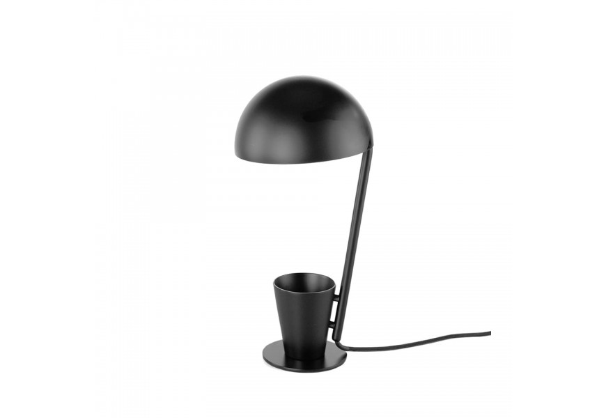 Designová stolní lampa Vita Naturale v moderním stylu s úložným podstavcem z oceli černá