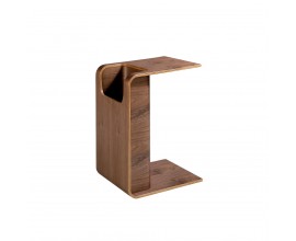 Moderní příruční stolek Vita Naturale z ořechově dýhovaného dřeva s držákem na časopisy v hnědé barvě