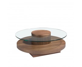 Moderní kulatý konferenční stolek Vita Naturale se skleněnou deskou 100cm