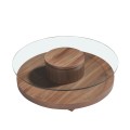 Moderní luxusní konferenční stolek Vita Naturale ze dřeva s ořechovým dýhováním a skla