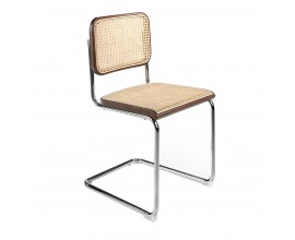 Luxusní moderní ratanová jídelní židle Vita Naturale hnědé barvy s ocelovýma nohama 84cm