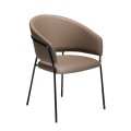 Moderní luxusní jídelní židle Vita Naturale s eko-koženým čalouněním a černými kovovými nožičkami
