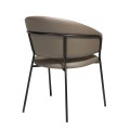 Černé ocelové nohy jídelní židle Vita Naturale kontrastující s čalouněním z ekokůže v barvě norka