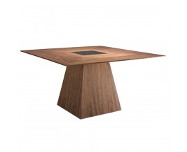 Dřevěný jídelní stůl Vita Naturale čtvercový se skleněným detailem